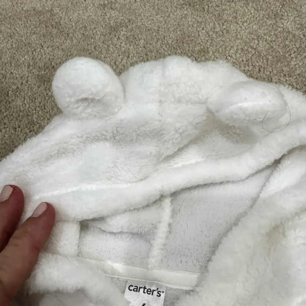 Carter's Plush White Hooded Jacket, size 6m